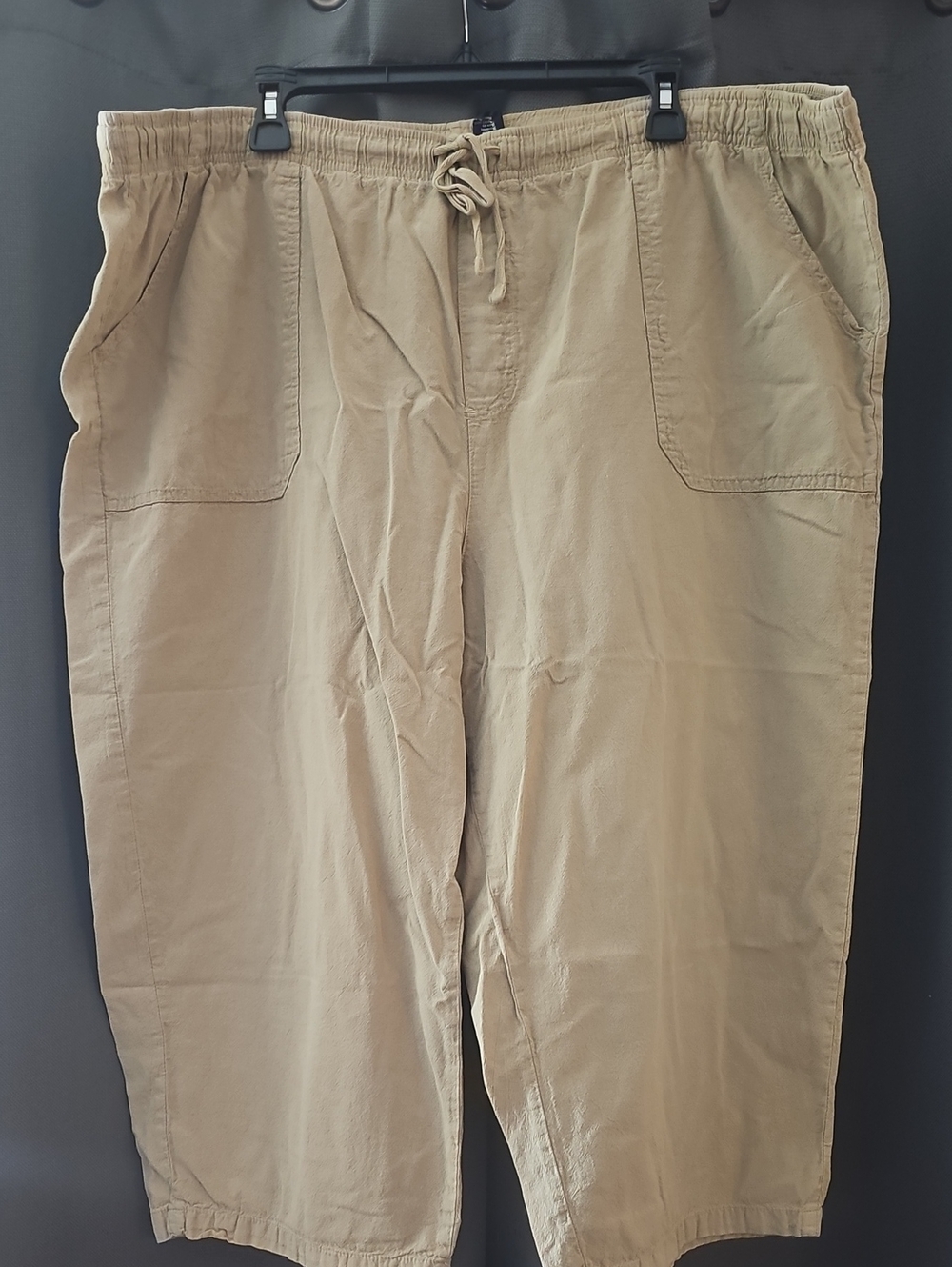 Basic Editions Women's Drawstring Capri in Khaki Tan